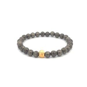 24K Yellow Gold Money Bag Lucky Bracelet Pyrite Gemstones 6mm